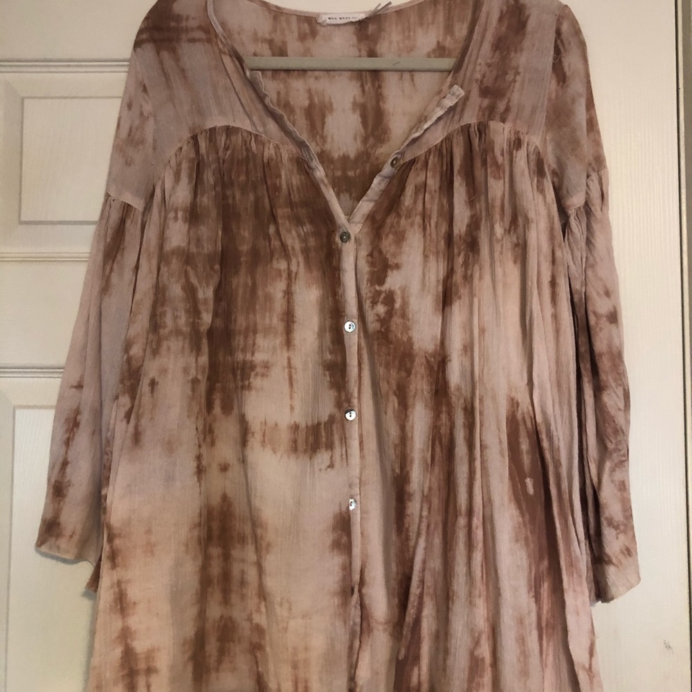 Women’s top pink tie-dye long sleeve